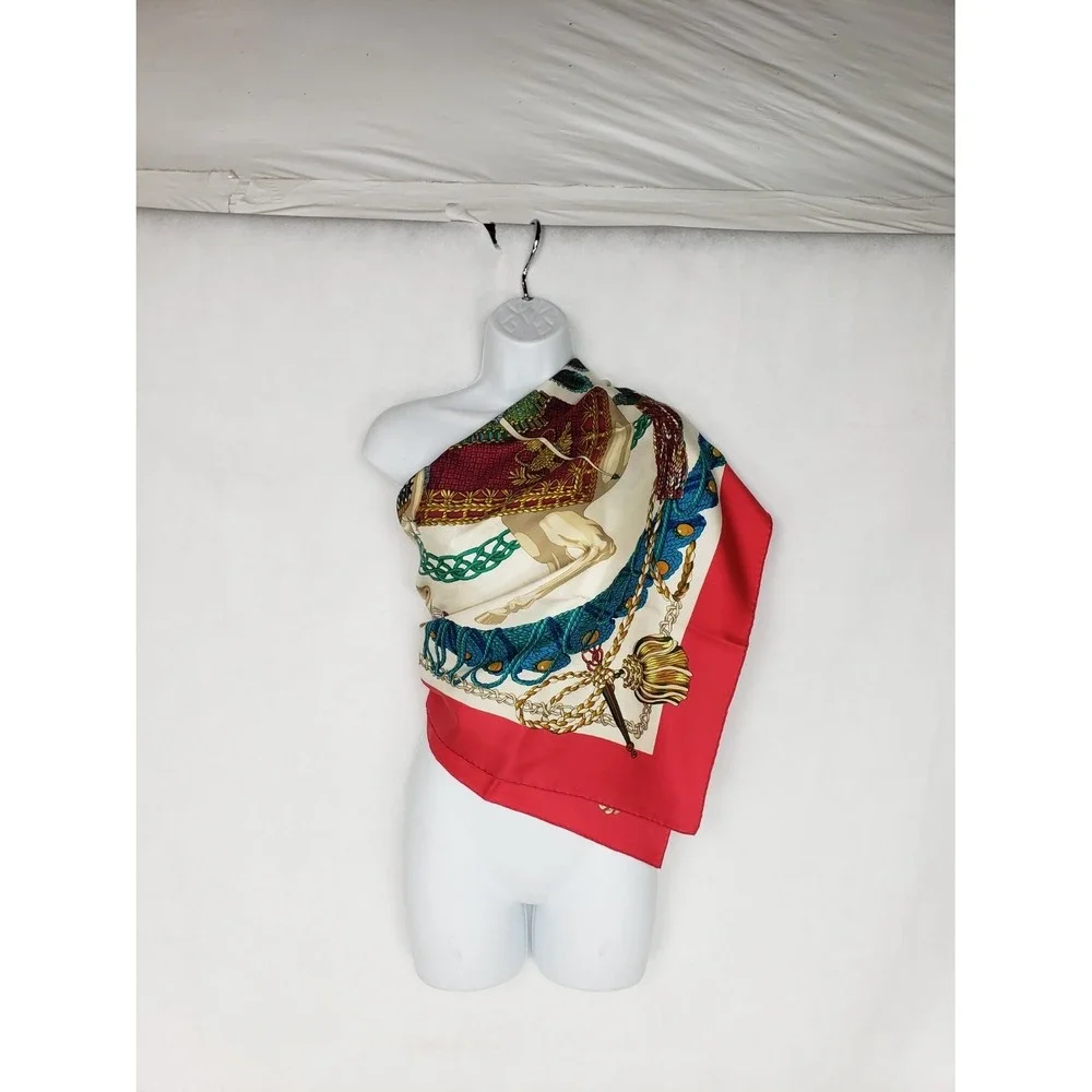 Hermès Equestrian Horse Silk Scarf Red 34x34 w/ Orange Box